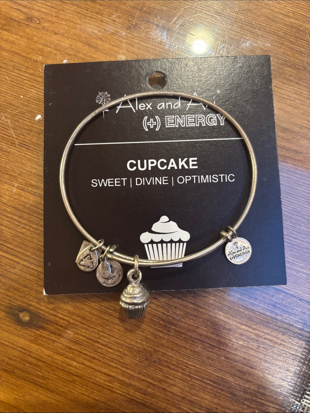 Alex and Ani Silver Tone Cupcake Charm Bangle